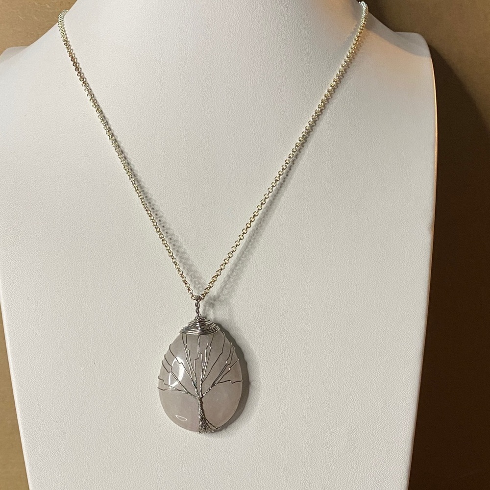 50% off bundle add on. Silver Tree of Life Quartz Pendant Necklace -